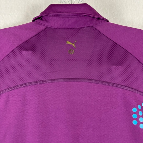 Puma, Polo Shirt, Purple, Logo on Front, Simbel on Back, 3 Button Collar, Size L - Picture 7 of 15